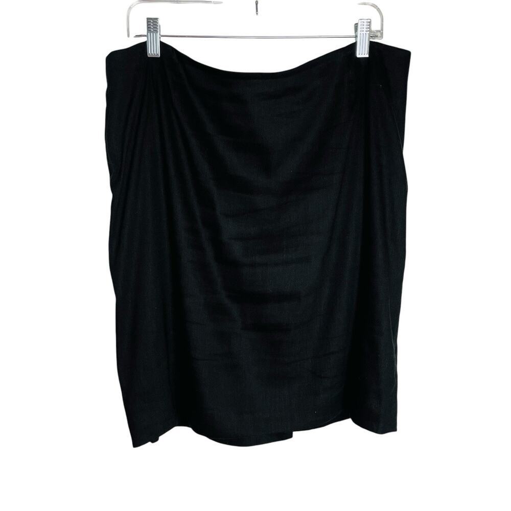 Alberto Makali Womens Linen Blend Skirt Sz 16 Black Straight Career Office Lined